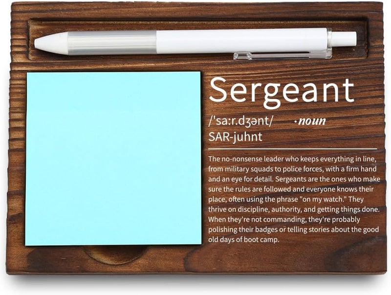 VYNWPDFLI Sergeant Office Decor, Military Leader Gift, Law Enforcement Desk Organizer, Discipline & Authority Recognition, Wooden Sticky Note Holder,LQQ53 - Image 1